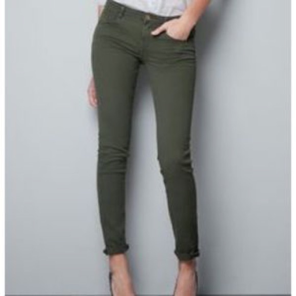 Zara Denim - Zara Trafaluc Military Green Stretch Skinny